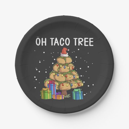 Oh, Taco Tree Funny mexikanisches Essen Ugy Weihna Pappteller (Vorderseite)