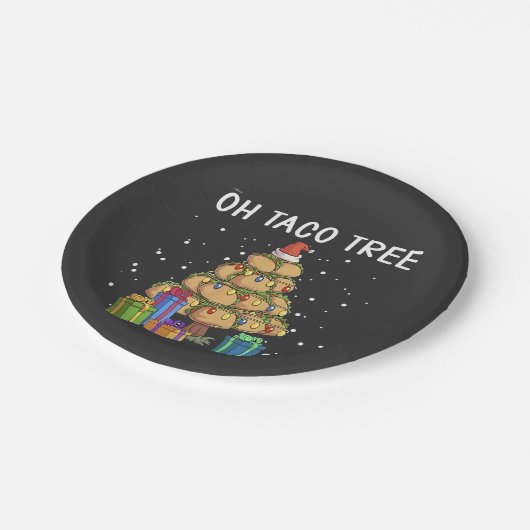 Oh, Taco Tree Funny mexikanisches Essen Ugy Weihna Pappteller (Schrägansicht)