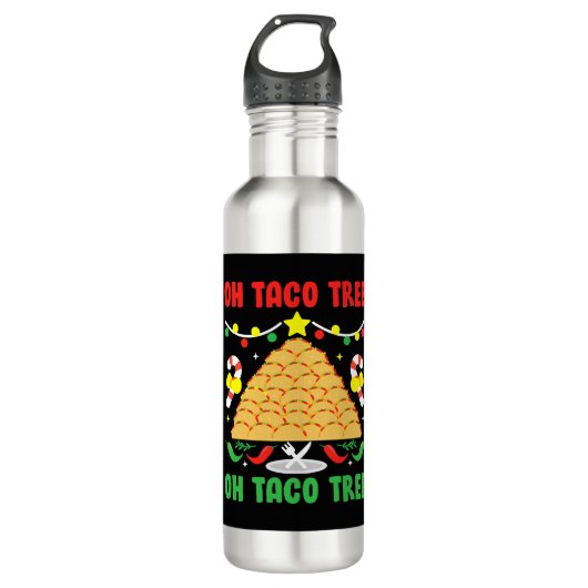 Oh Taco Tree Mexican Food Taco Lover Christmas Edelstahlflasche (Vorderseite)