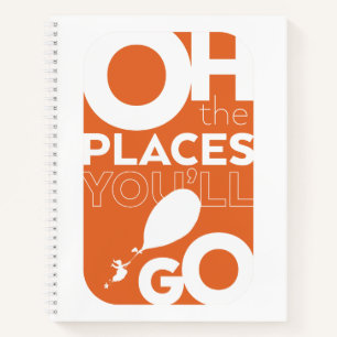 Oh, The Places You'll Go! Orange Typographie Notizblock