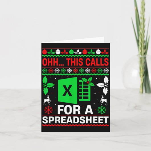Oh This Calls For A Spreadsheet Christmas Sweater  Karte (Vorderseite)