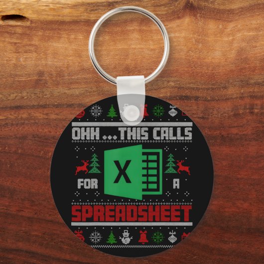 Oh This Calls For A Spreadsheet Christmas Sweater Schlüsselanhänger (Vorderseite)