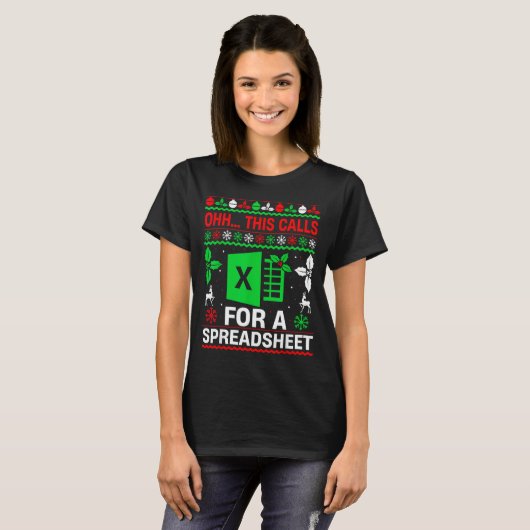 Oh This Calls For A Spreadsheet Christmas Sweater  T-Shirt (Vorne ganz)