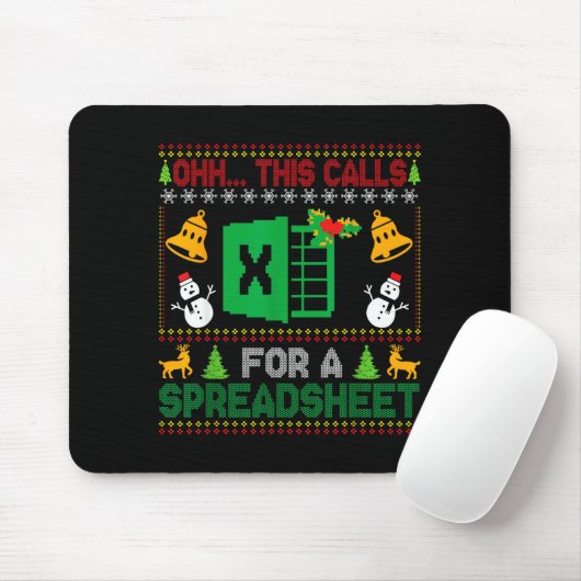 Oh This Calls For A Spreadsheet Funny Ugly Christm Mousepad (Mit Mouse)