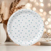 Oh, was die blauen Glitzer-Stars Schneeflocken zum Pappteller