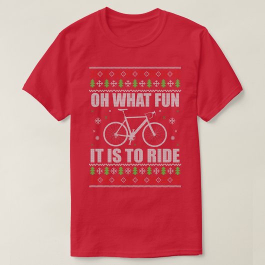 Oh, was es Spaß macht, Fahrrad fahren Ugly Weihnac T-Shirt (Design vorne)