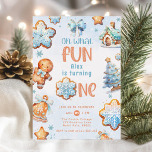 Oh, was Fun Blue Junge Weihnachten 1. Geburtstag Einladung