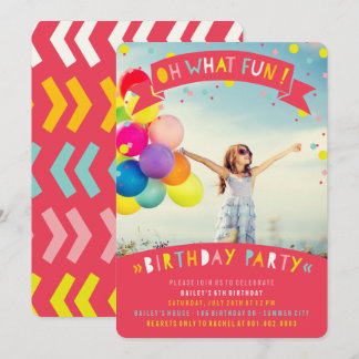 Oh, was Fun Confetti Girl Geburtstagsparty einlade Einladung