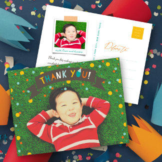 Oh, was Fun Confetti Junge Geburtstag Danke Foto Postkarte