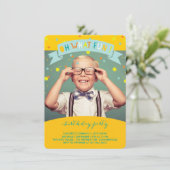 Oh, was Fun Confetti Kindergeburtstag Party einlad Einladung (Stehend Vorderseite)