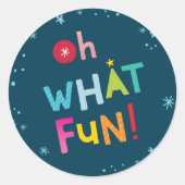 OH WAS FUN FOTO moderne bunte Typografie Runder Aufkleber (Vorderseite)