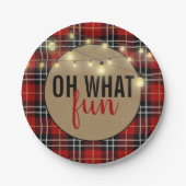 OH WAS FUN Schwarz/Rot Karierte Papierplatte Pappteller (Vorderseite)