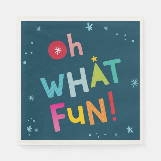 OH WAS FUN strahlend moderne bunte Typografie Serviette (Vorderseite)