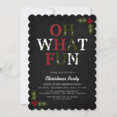 OH WAS FUN Typografie & Weihnachtsbaumen | Feier Einladung (Vorderseite)