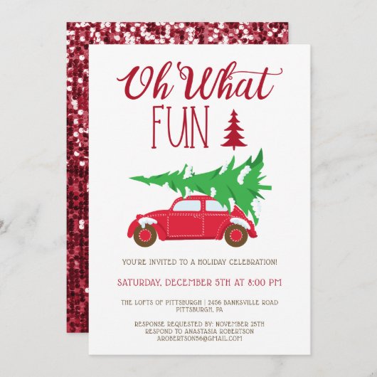 OH WAS FUN Weihnachten Party EDITABLE Einladung (Vorne/Hinten)