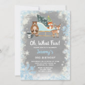 Oh, was Fun Woodland Animal Snowflakes Sleigh Einladung (Vorderseite)
