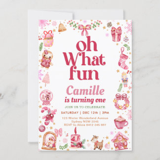 Oh, was für ein lustiges Mädchen Weihnachten Gebur Einladung