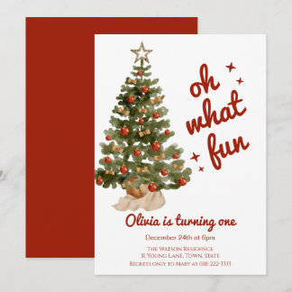 Oh was für ein Spaß Baum Weihnachten Geburtstag Einladung