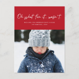 Oh, was für ein Spaß das nicht lustiges Foto war Feiertagspostkarte