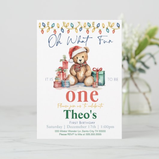 Oh, was für ein Spaß es ist, ein Teddy-Bär-Einladu Einladung (Stehend Vorderseite)