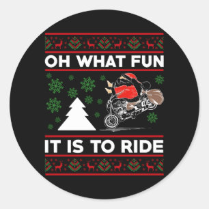 Oh was für ein Spaß es ist, Santa Motocross Dirt B Runder Aufkleber