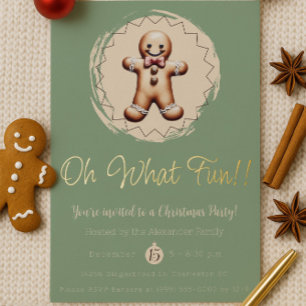 Oh, was für ein Spaß Gingerbread Man Weihnachtsfei Folieneinladung