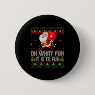Oh was für ein Spaß ist es, lustige Santa Running  Button