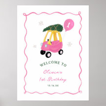 Oh, was für ein Spaß Rosa Auto Mädchen 1. Geburtst