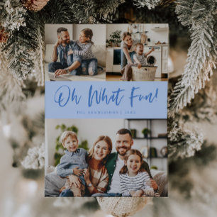 Oh Was Für Ein Spaß Schrift Weihnachtsfoto Eisblau Feiertagskarte