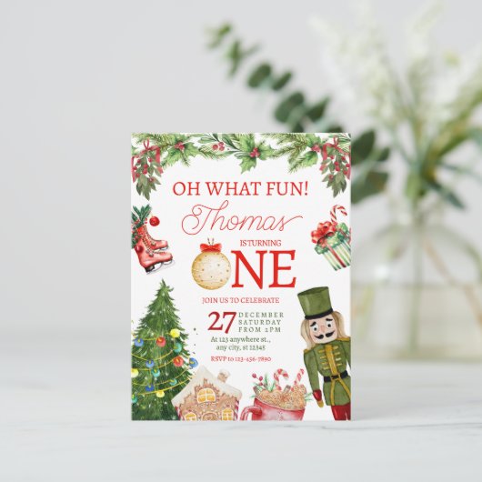 Oh Was Für Ein Spaß Weihnachten Winter Erster Gebu Postkarte (Stehend Vorderseite)