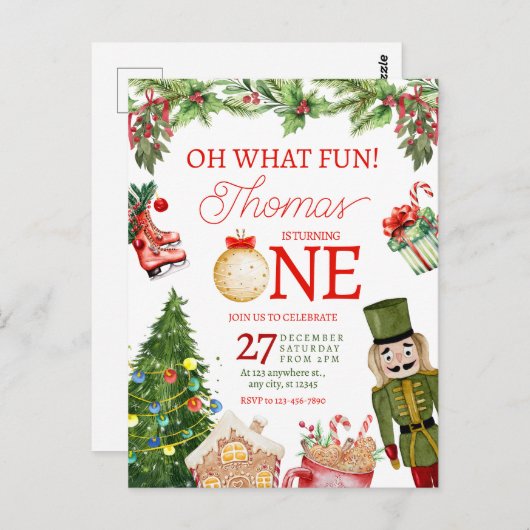 Oh Was Für Ein Spaß Weihnachten Winter Erster Gebu Postkarte (Vorne/Hinten)