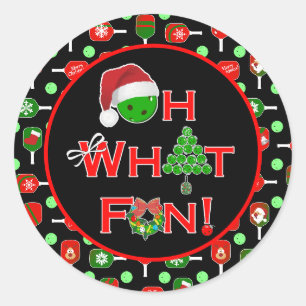 Oh Was Für Ein Spaß Weihnachts-Pickleball-Schläger Runder Aufkleber