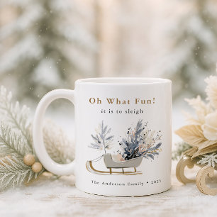 Oh was für ein Spaß Winter-Schlitten Floral Foto W Kaffeetasse