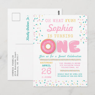 Oh Was Für Eine Lustige Donut Erste Geburtstagsfei Postkarte