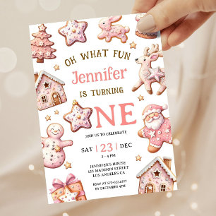 Oh Was Für Spaß Rosa Kekse Weihnachten 1. Geburtst Einladung