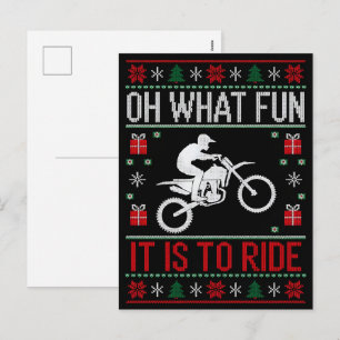 Oh, was macht es doch für einen Spaß, Motorrad zu Feiertagspostkarte