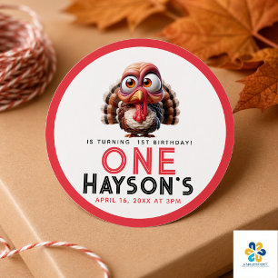 Oh, was macht Spaß Karikaturen Türkei 1. Geburtsta Runder Aufkleber