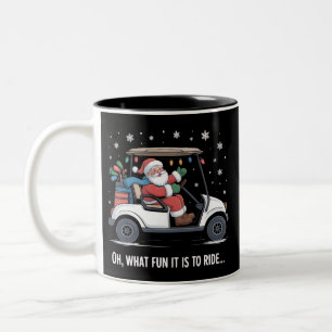 Oh was macht Spaß, wenn man Santa im Golf Cart fäh Zweifarbige Tasse