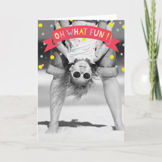 Oh, was Spaß Banner farbenfrohe Confetti Dots Foto Feiertagskarte