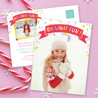 Oh, was Spaß Banner farbenfrohe Confetti Dots Foto Feiertagspostkarte