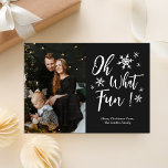 Oh, was Spaß Black Calligraphy Snowflakes Foto Feiertagskarte<br><div class="desc">Oh,  was Spaß Schwarze Kalligrafie Snowflakes Foto Holiday Card. Senden Sie Ihren personalisierten und individuell gestaltbaren Urlaub an Freunde,  Kollegen und Familie in schlichten,  eleganten und modernen Foto Design festliche,  natürliche minimalistische Stilkarten! Unter der Kalligrafie finden Sie Ihre persönliche Grußbotschaft in der modernen Typografie.</div>