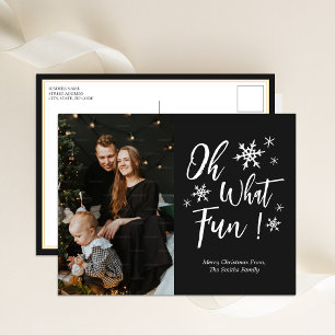 Oh, was Spaß Black Calligraphy Snowflakes Foto Feiertagspostkarte