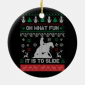 Oh, was Spaß Cowboy Reining Pferd hässlich Weihnac Keramik Ornament (Hinten)