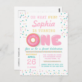 Oh, was Spaß Donut erste Geburtstagsparty Postkarte