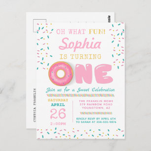 Oh, was Spaß Donut erste Geburtstagsparty Postkarte