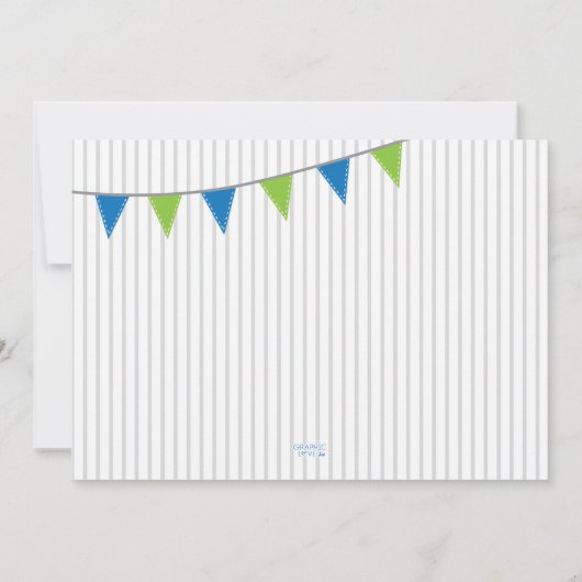 Oh, was Spaß, ein blaues Grün sein erster Geburtst Einladung (Rückseite)