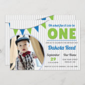 Oh, was Spaß, ein blaues Grün sein erster Geburtst Einladung (Vorne/Hinten)