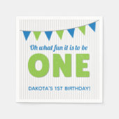 Oh, was Spaß, ein blaues Grün sein erster Geburtst Serviette (Vorderseite)