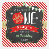 Oh, was Spaß, eins zu sein! Weihnachten 1. Geburts Quadratischer Aufkleber (Vorderseite)