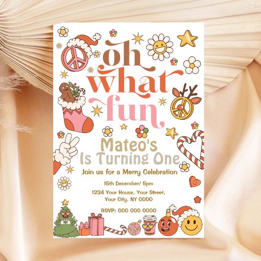 Oh, was Spaß ersten Geburtstag Groovy Einladung